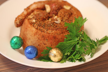 food baked fat in spices on a plate