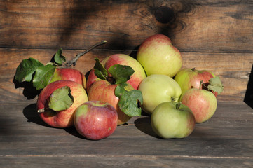 Apples on a wood background