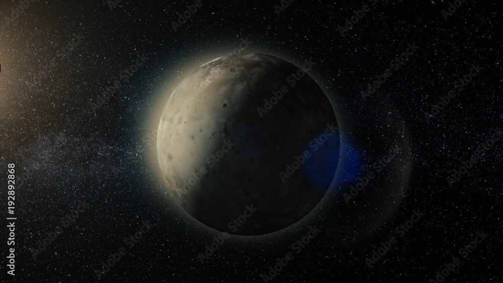 Poster planet or satellite in space. unexplored planets of faraway space. deep space. universe scene with p