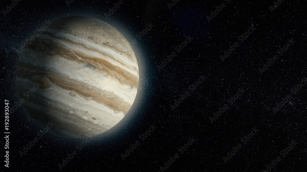Poster planet in space. solar system and space objects. abstract scientific background - glowing planet in 
