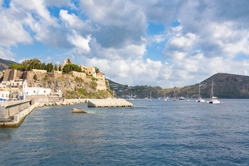 Fototapeta na wymiar Castle rock on Lipari Island