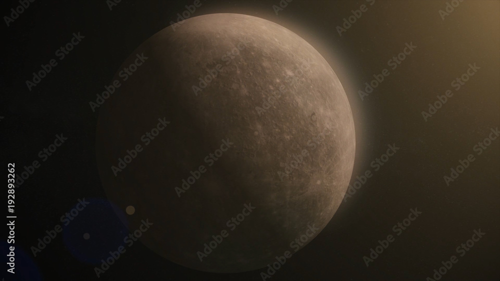 Poster planet in space. solar system and space objects. abstract scientific background - glowing planet in 