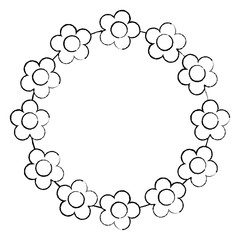 floral wreath flowers decoration ornament vector illustration