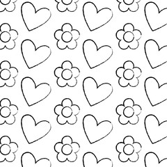 decorative hearts flowers ornate pattern design vector illustration