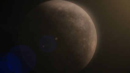 Planet in space. Solar system and space objects. Abstract scientific background - glowing planet in...