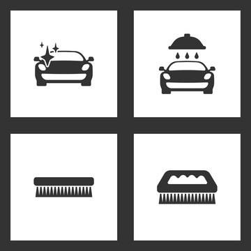 Vector Illustration Set Cleaning Icons. Elements of Clean car with a sparkle, car wash, fetlock and fetlock cleaning brush icon
