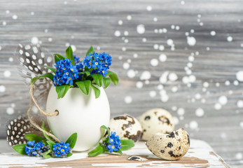 Forget me not flowers egg shell Easter decoration