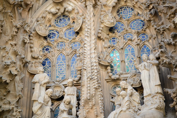 detail of Sagrada Familia (temple of Expiatori de la Sagrada Familia) in Barcelona, Spain.