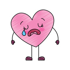 cute cartoon heart love crying sad character vector illustration drawing image