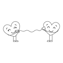 couple in love heart talking with cup romantic vector illustration dotted line image