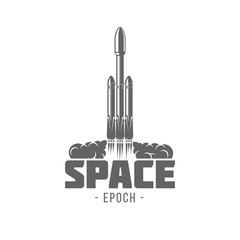 badges rocket vector illustration isolated of vintage monochrome style