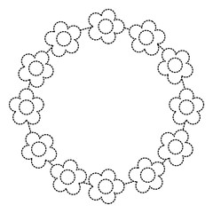 floral wreath flowers decoration ornament vector illustration dotted line image