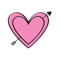 love heart pierced arrow valentine day romantic vector illustration