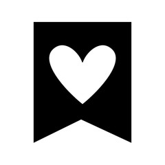 romantic flag with heart valentine celebration vector illustration black and white image