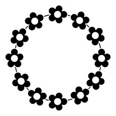 floral wreath flowers decoration ornament vector illustration black and white image