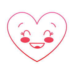 cute cartoon heart smiling happy character vector illustration degrade red line image