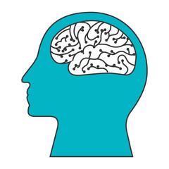human profile brain artificial intelligence circuit vector illustration blue and gray