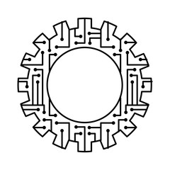 gear wheel and circuit board digital technology and engineering digital vector illustration outline image