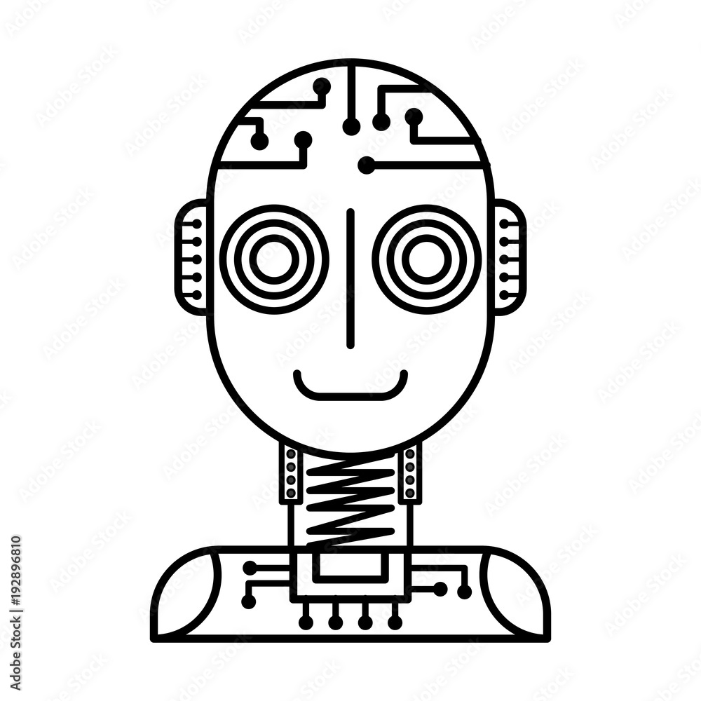 Poster artificial intelligence robot machine technology futurist vector illustration outline image
