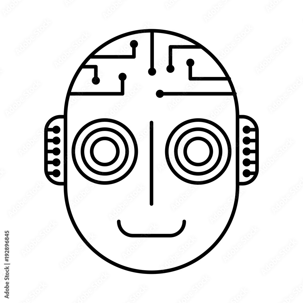 Poster robot artificial intelligence head cyber futuristic vector illustration outline image