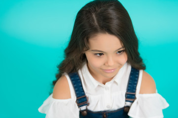 Hairstyle kid model on blue background