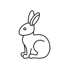 easter rabbit line black icon
