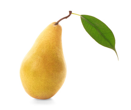 Yummy fresh ripe pear on white background