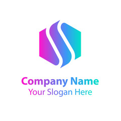 Fototapeta premium Abstract logo design in gradient color style on white background, Abstract graphic icon, logo design template, symbol for company