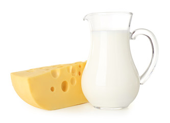 Dairy products on white background
