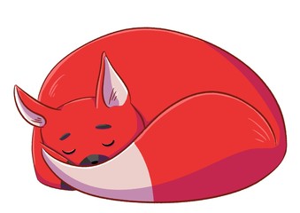 Sleeping cartoon fox