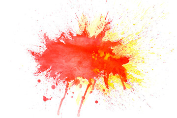 Colorful watercolor splash on white background. Holi celebration