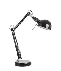Elegant table lamp on white background