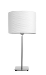 Elegant table lamp on white background