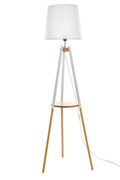 Elegant floor lamp on white background
