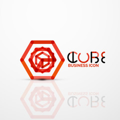 Cube idea concept logo, line