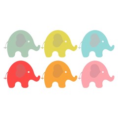 set of a six colorful elephants
