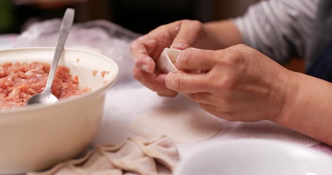 Making meat dumpling at home