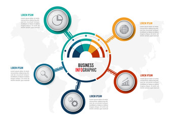 Abstract infographics five options template. Vector illustration. Can be used for workflow layout, diagram