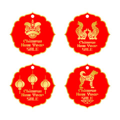 Chinese New Year sale label.year of the dog sale label.chinese new year sale tag. 