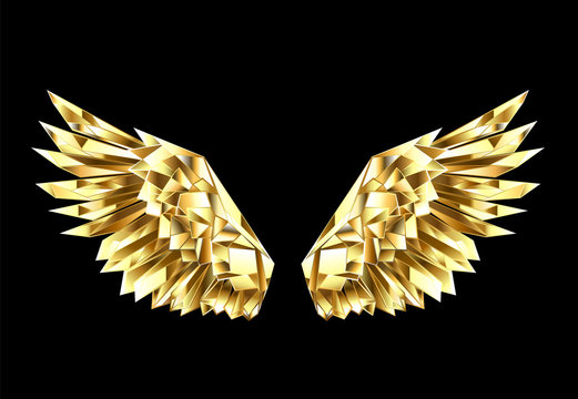 Premium AI Image  Gold wings on a black background