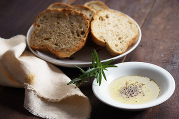 bread with olive oil.
