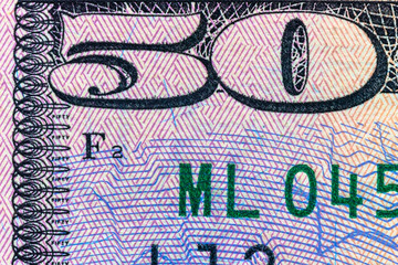 fragment of a bill fifty dollars