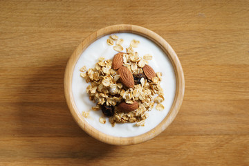 Homemade granola with yogurt