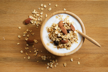 Homemade granola with yogurt