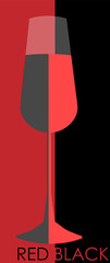 A minimalist glass with red wine red and black logo