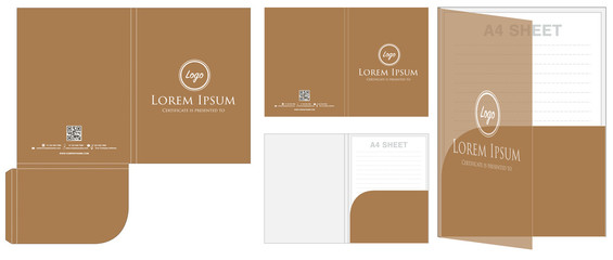 Folder die cut mock up template vector