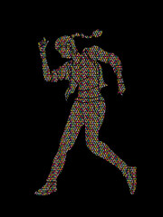 Street dance, B boys dance, Hip Hop Dancing action designed using mosaic pattern graphic vector
