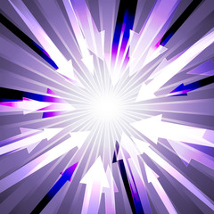 Ultra violet purple burst with lots of arrows go to center for abstract vector design background concept