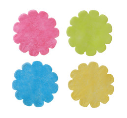 Piece of cloth cut into a circle set isolated on white background.