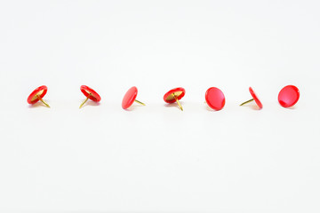 Various view pins placed on a white background.